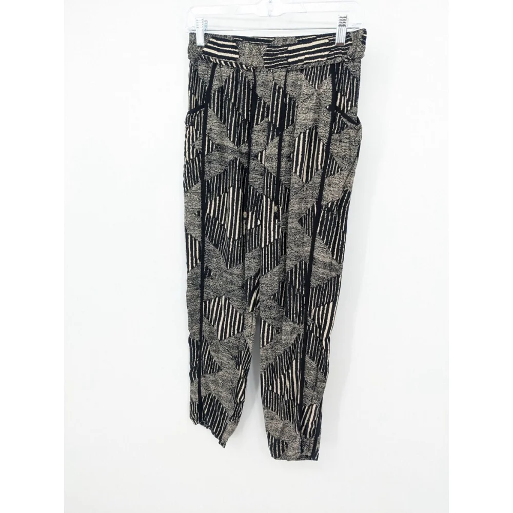 Anthropologie Hei Hei Pants Tapered Leg Geometric Bohemian Hippie‎ Black/White S - Picture 7 of 14